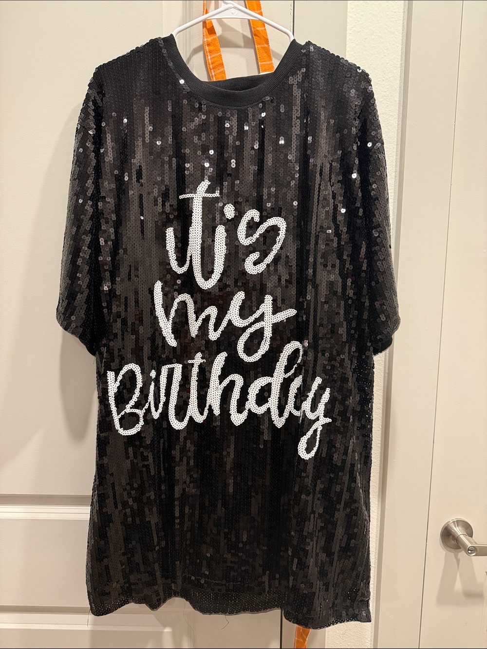 Fashion Nova Black Sequin 'It's My Birthday' Tunic